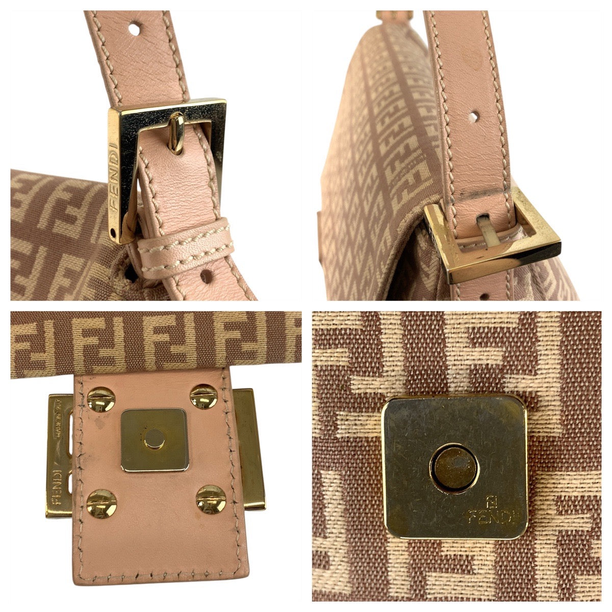 18783
FENDI フェンディ ズッキーノ マンマバケット ピンクベージュ ゴールド金具 キャンバス / レザー 8BR001LPN059 ショルダーバッグ  レディース ABP80