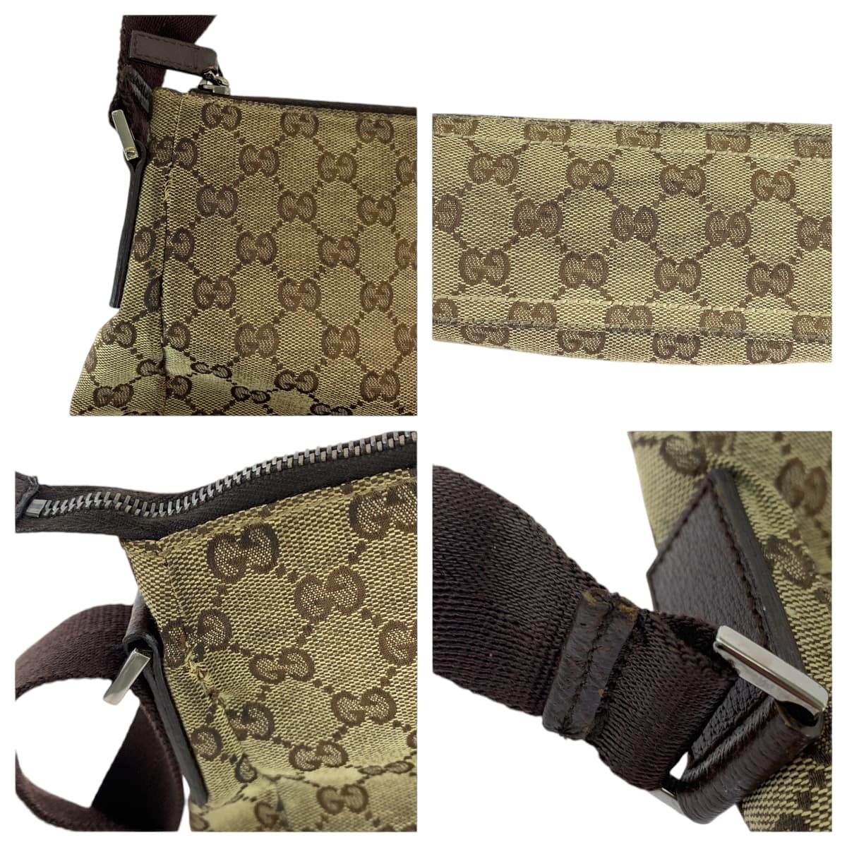 18787
GUCCI グッチ ブラウン ベージュ シルバー金具 GGキャンバス 114273 ショルダーバッグ メッセンジャーバッグ  レディース B39