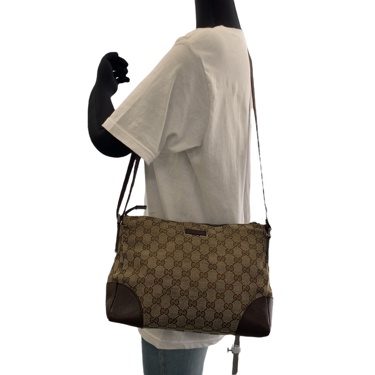 18787
GUCCI グッチ ブラウン ベージュ シルバー金具 GGキャンバス 114273 ショルダーバッグ メッセンジャーバッグ  レディース B39