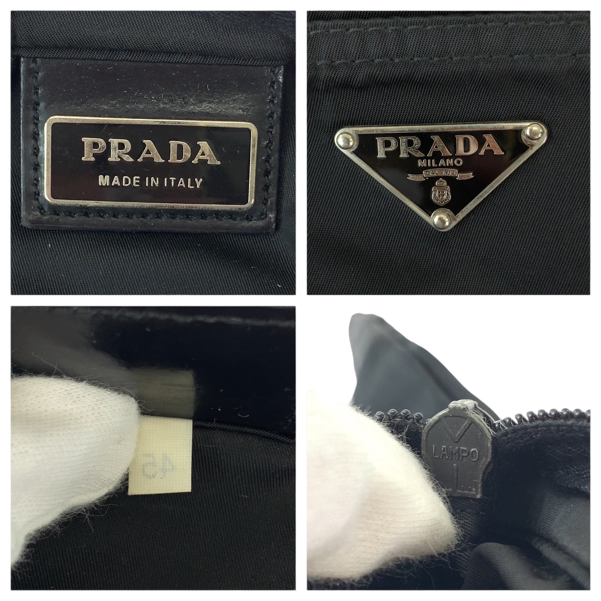 18790
PRADA プラダ テスート 三角ロゴプレート ブラック 黒 シルバー金具 ナイロン ショルダーバッグ ポシェット  レディース ABP41