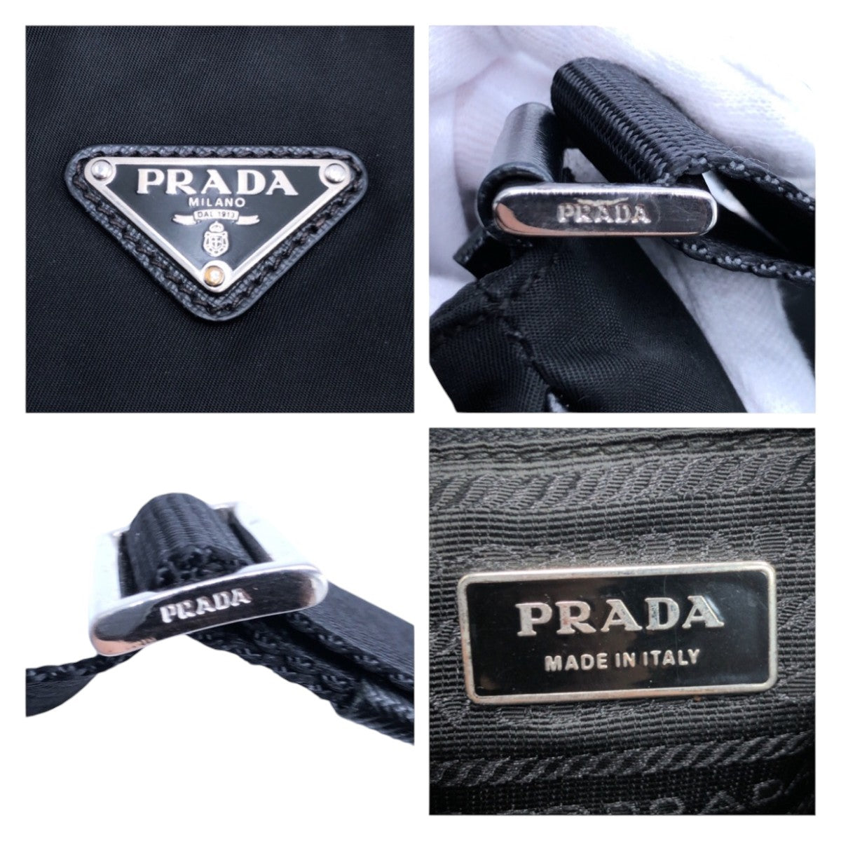18792
PRADA プラダ テスート 三角ロゴプレート ブラック 黒 シルバー金具 ナイロン ショルダーバッグ ポシェット  レディース AB40