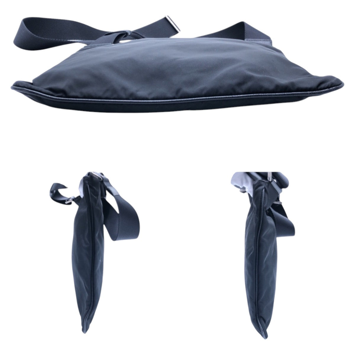 18792
PRADA プラダ テスート 三角ロゴプレート ブラック 黒 シルバー金具 ナイロン ショルダーバッグ ポシェット  レディース AB40