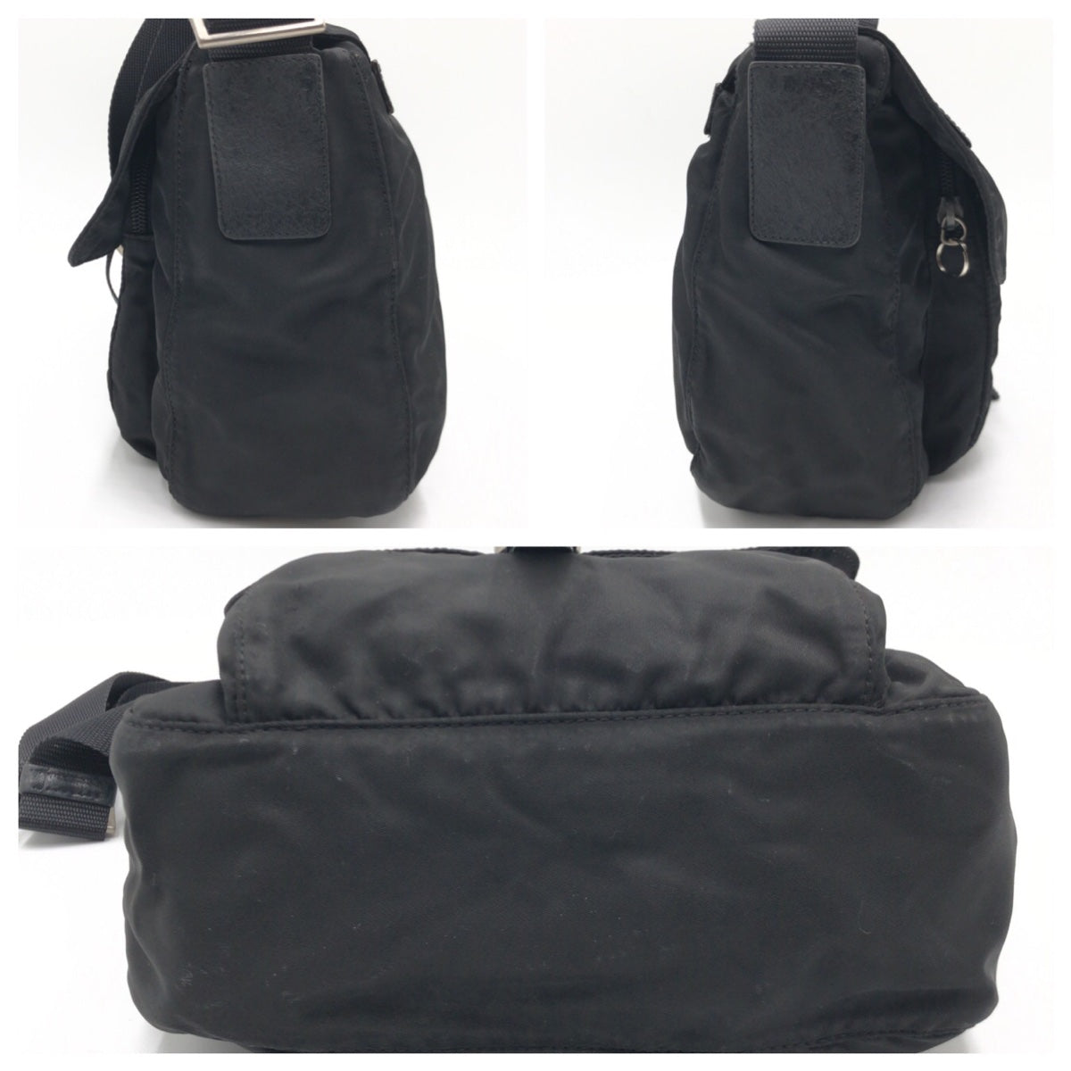 18796
PRADA プラダ テスート 三角ロゴプレート ブラック 黒 シルバー金具 ナイロン ショルダーバック ポシェット  レディース AB