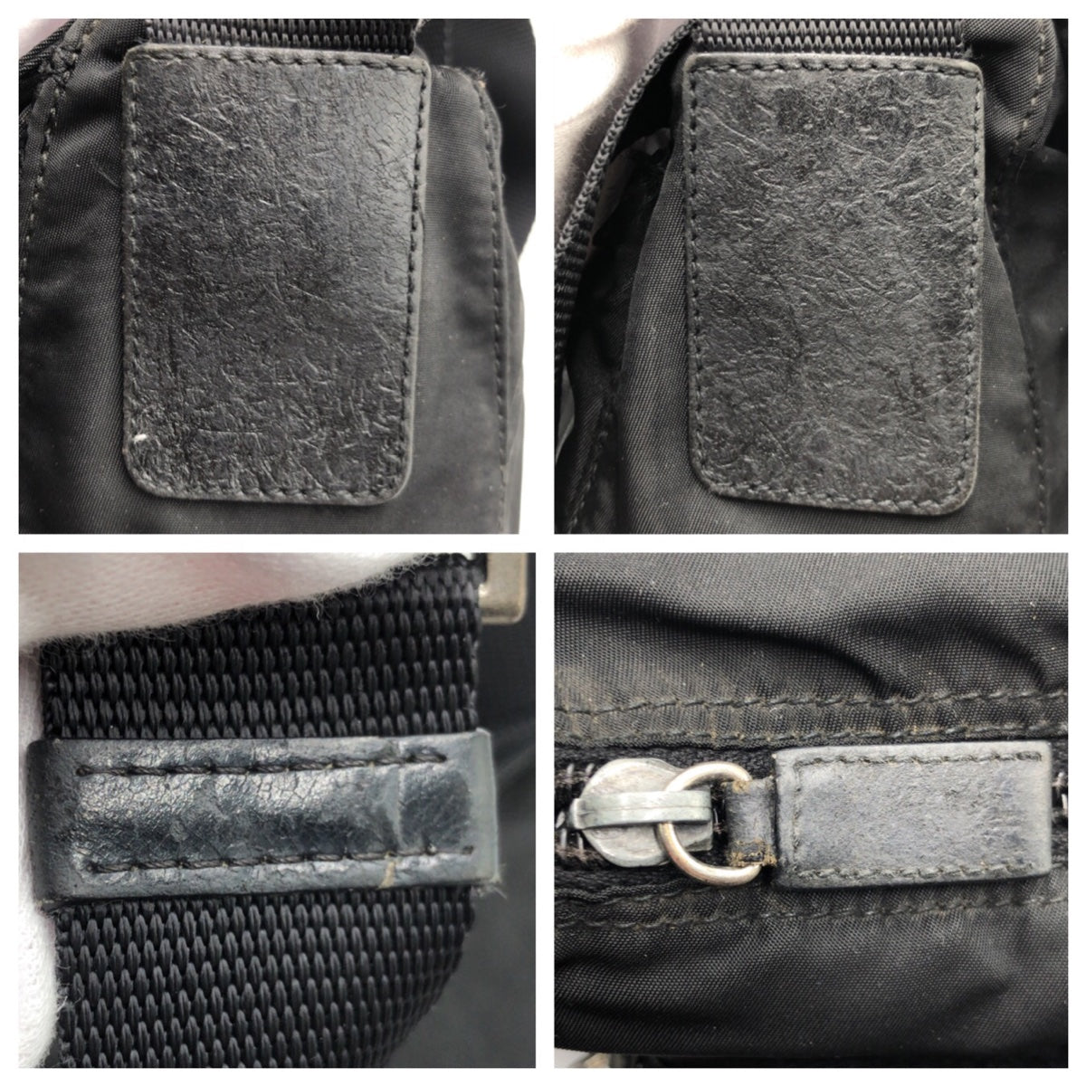 18796
PRADA プラダ テスート 三角ロゴプレート ブラック 黒 シルバー金具 ナイロン ショルダーバック ポシェット  レディース AB