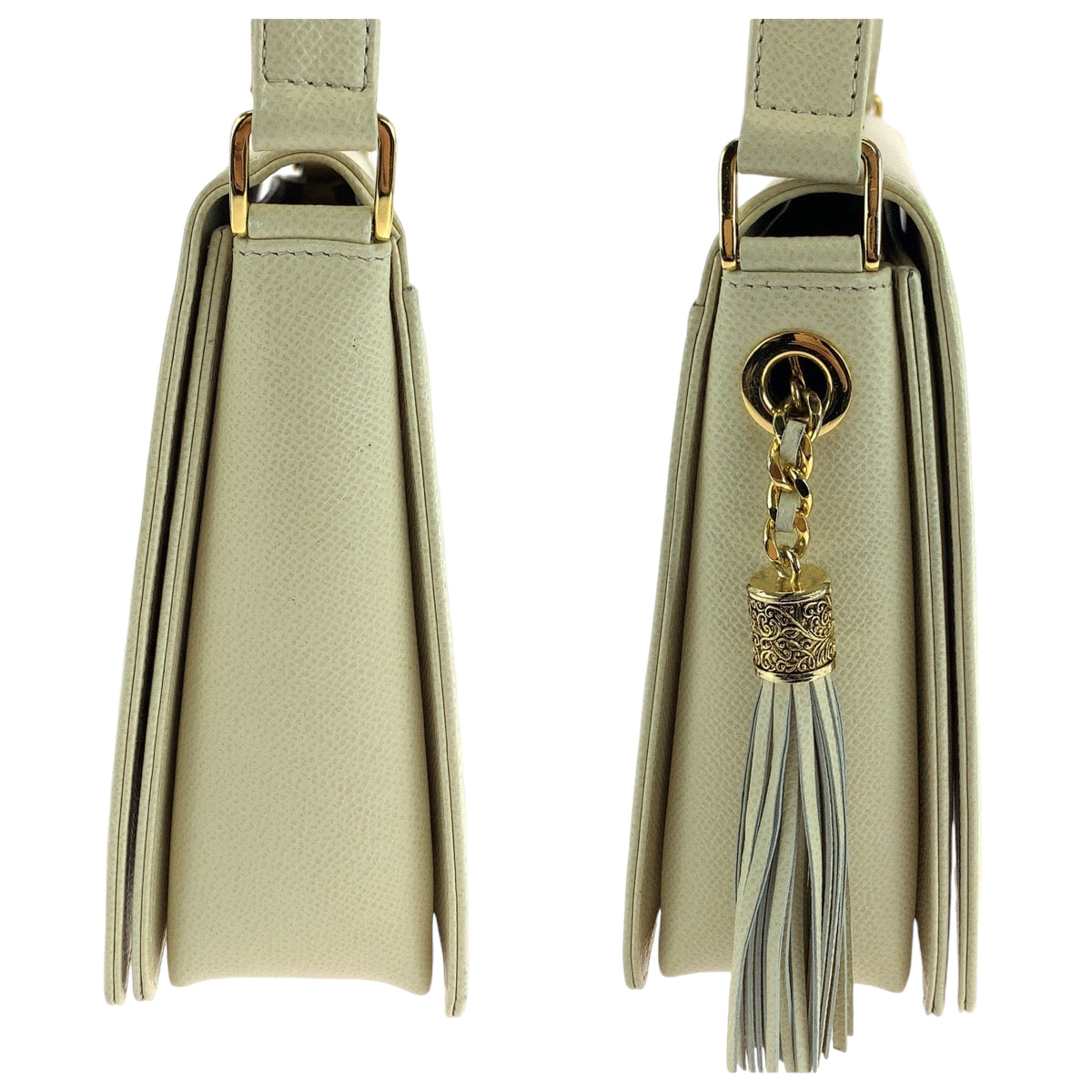 18802
Valentino Garavani ヴァレンティノ ガラヴァーニ ヴィンテージ タッセル ホワイト アイボリー ゴールド金具 レザー ショルダーバッグ ポシェット レディース AB44