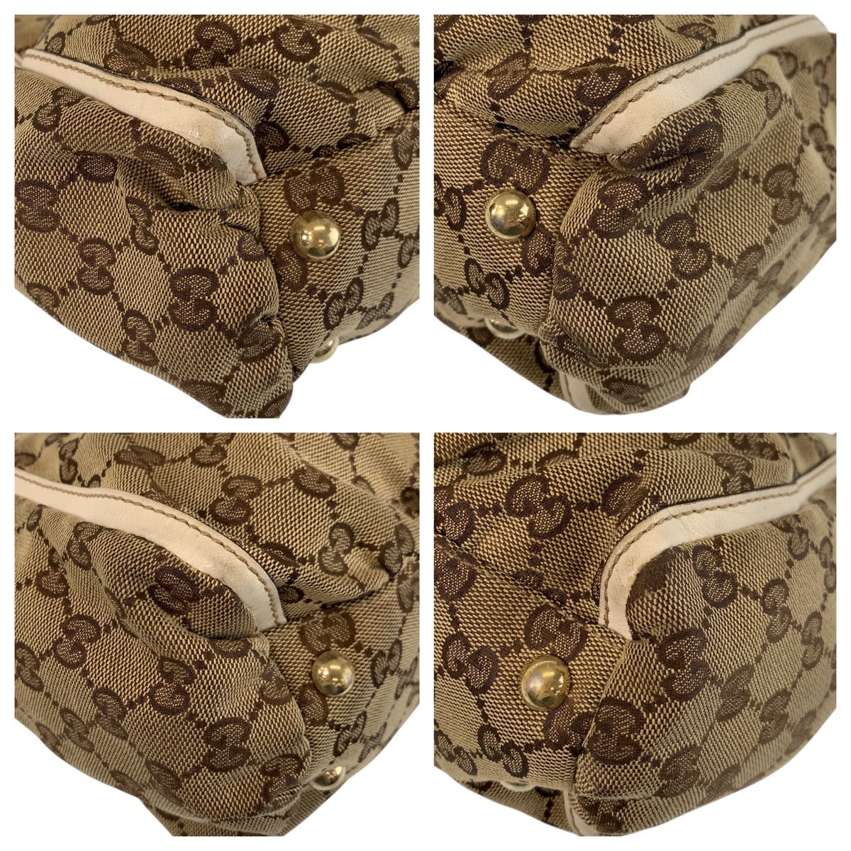 18803
GUCCI グッチ ベージュ ホワイト ゴールド金具 GGキャンバス / レザー 189831 トートバッグ ショルダーバッグ  レディース