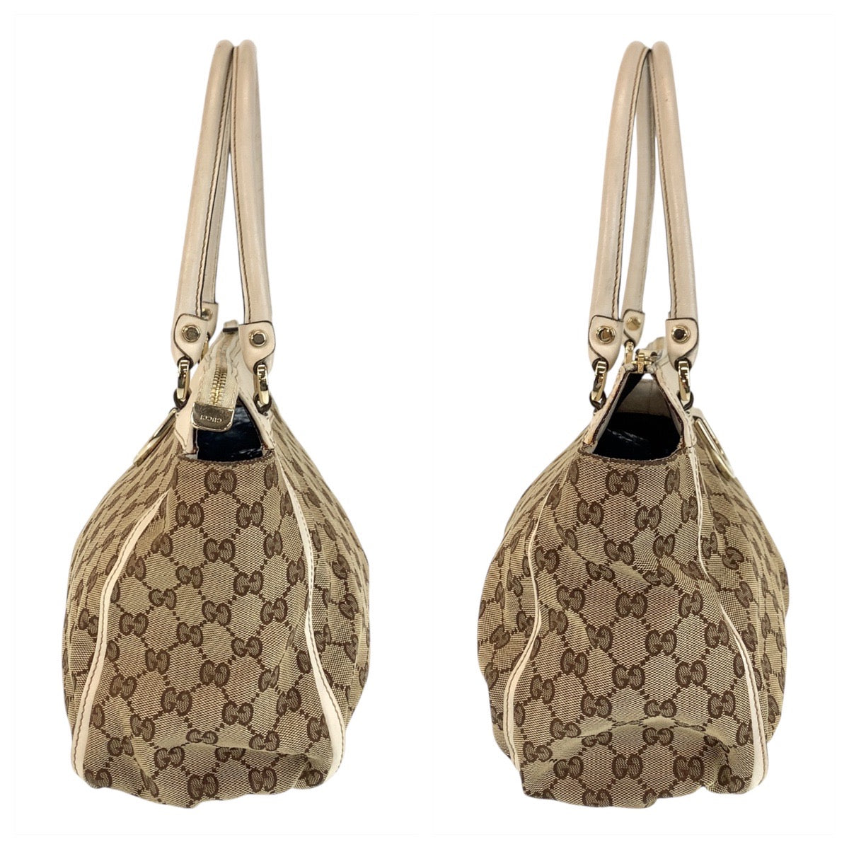 18803
GUCCI グッチ ベージュ ホワイト ゴールド金具 GGキャンバス / レザー 189831 トートバッグ ショルダーバッグ  レディース