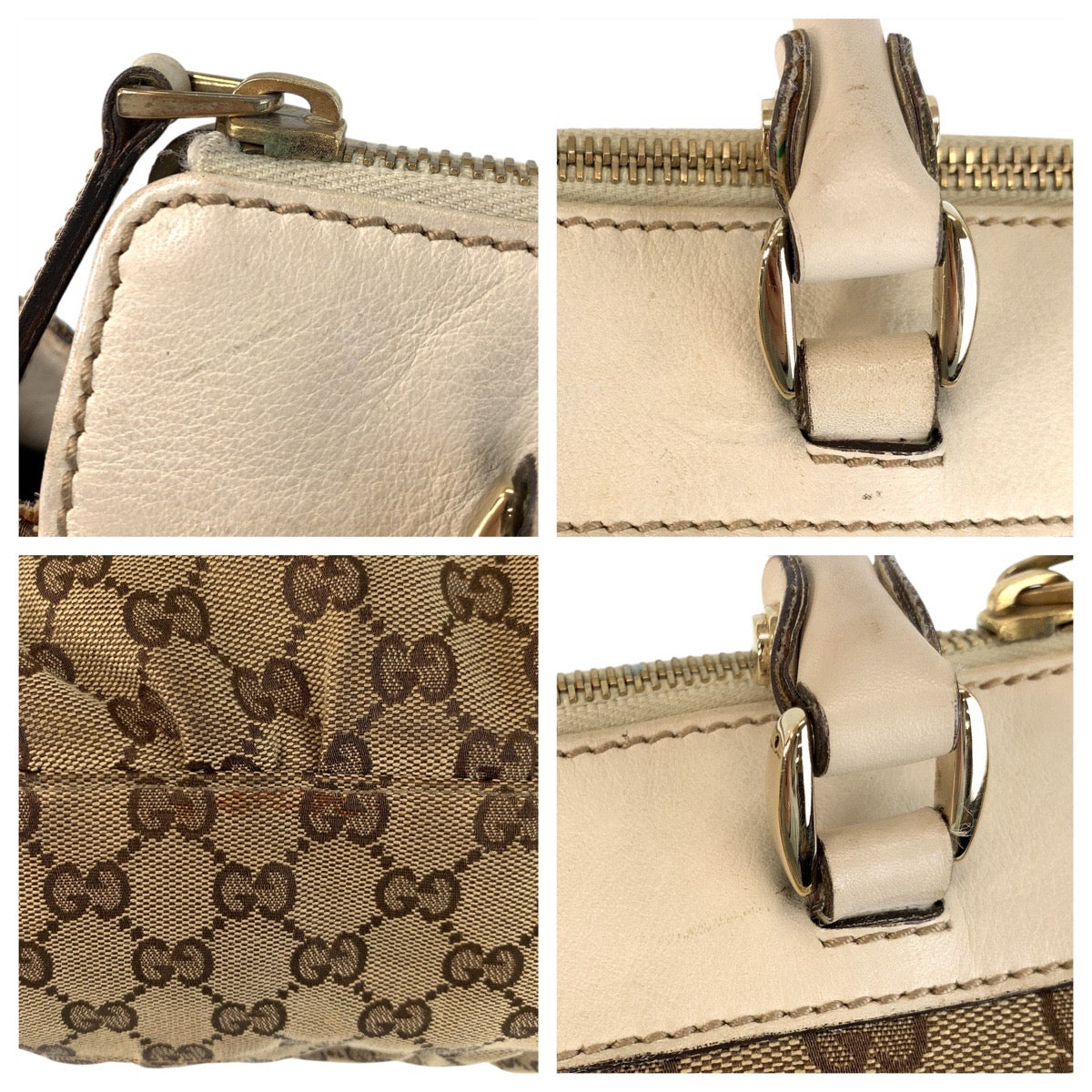 18803
GUCCI グッチ ベージュ ホワイト ゴールド金具 GGキャンバス / レザー 189831 トートバッグ ショルダーバッグ  レディース