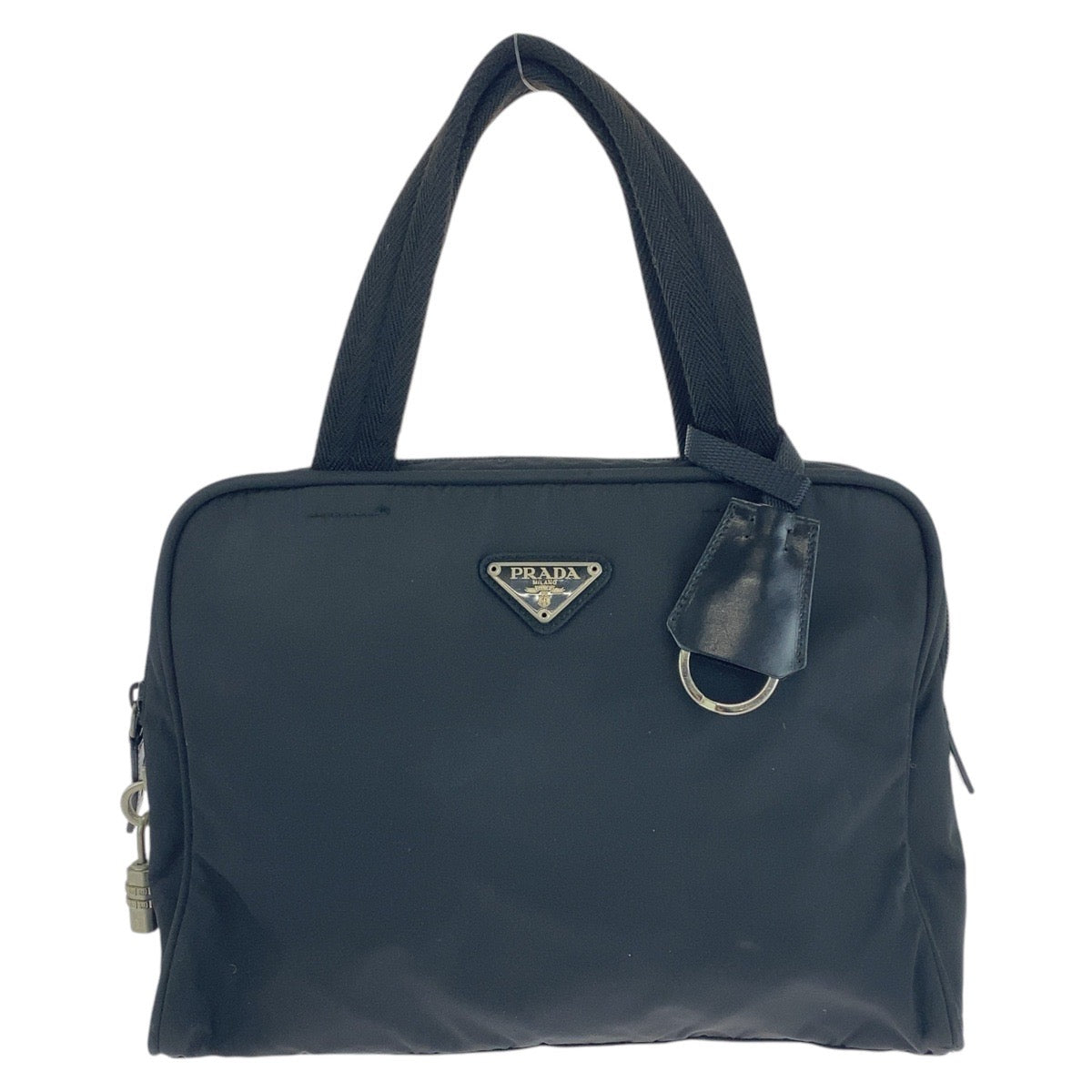 18805
PRADA プラダ テスート 三角ロゴプレート ブラック 黒 シルバー金具 ナイロン トートバッグ ハンドバッグ  レディース ABP39