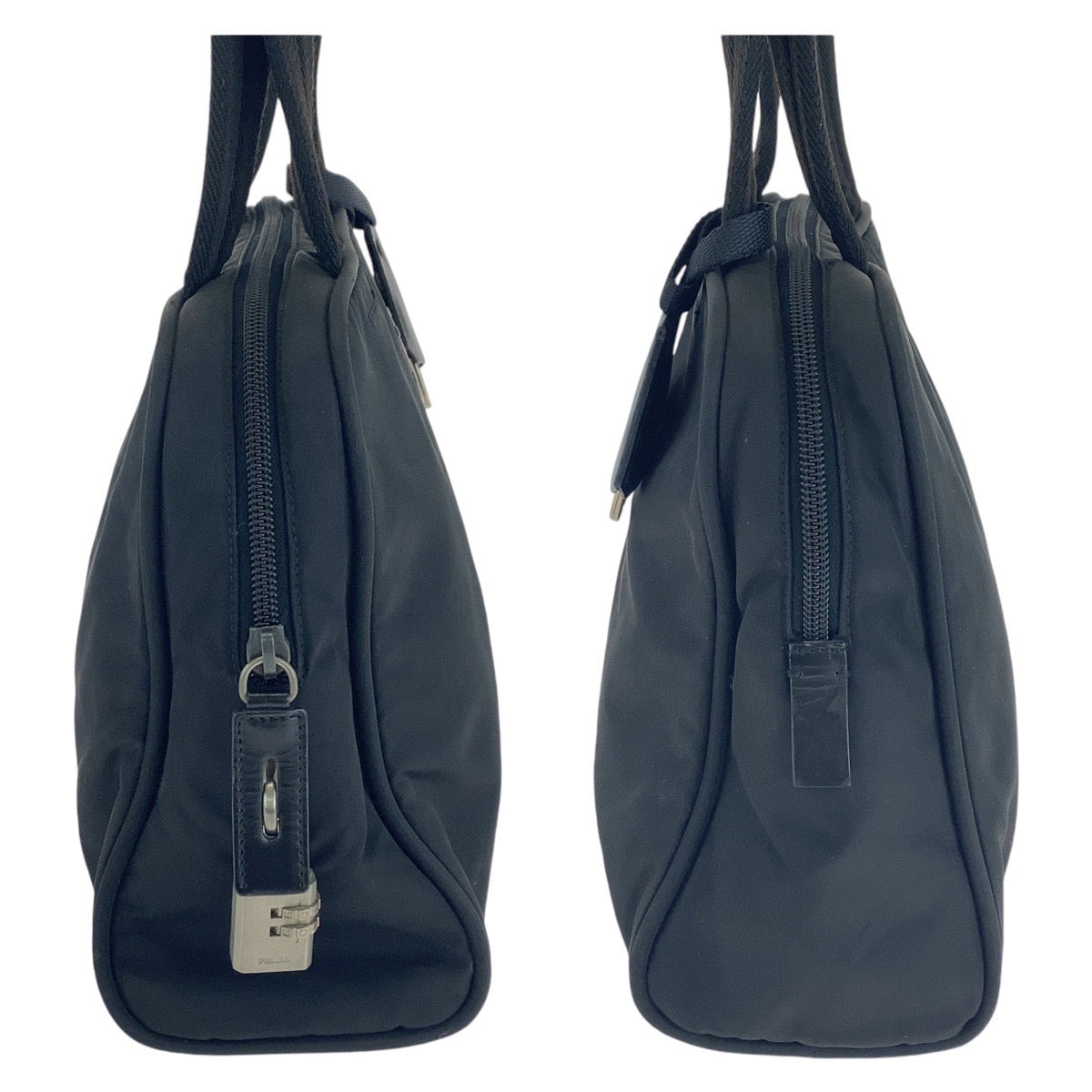 18805
PRADA プラダ テスート 三角ロゴプレート ブラック 黒 シルバー金具 ナイロン トートバッグ ハンドバッグ  レディース ABP39