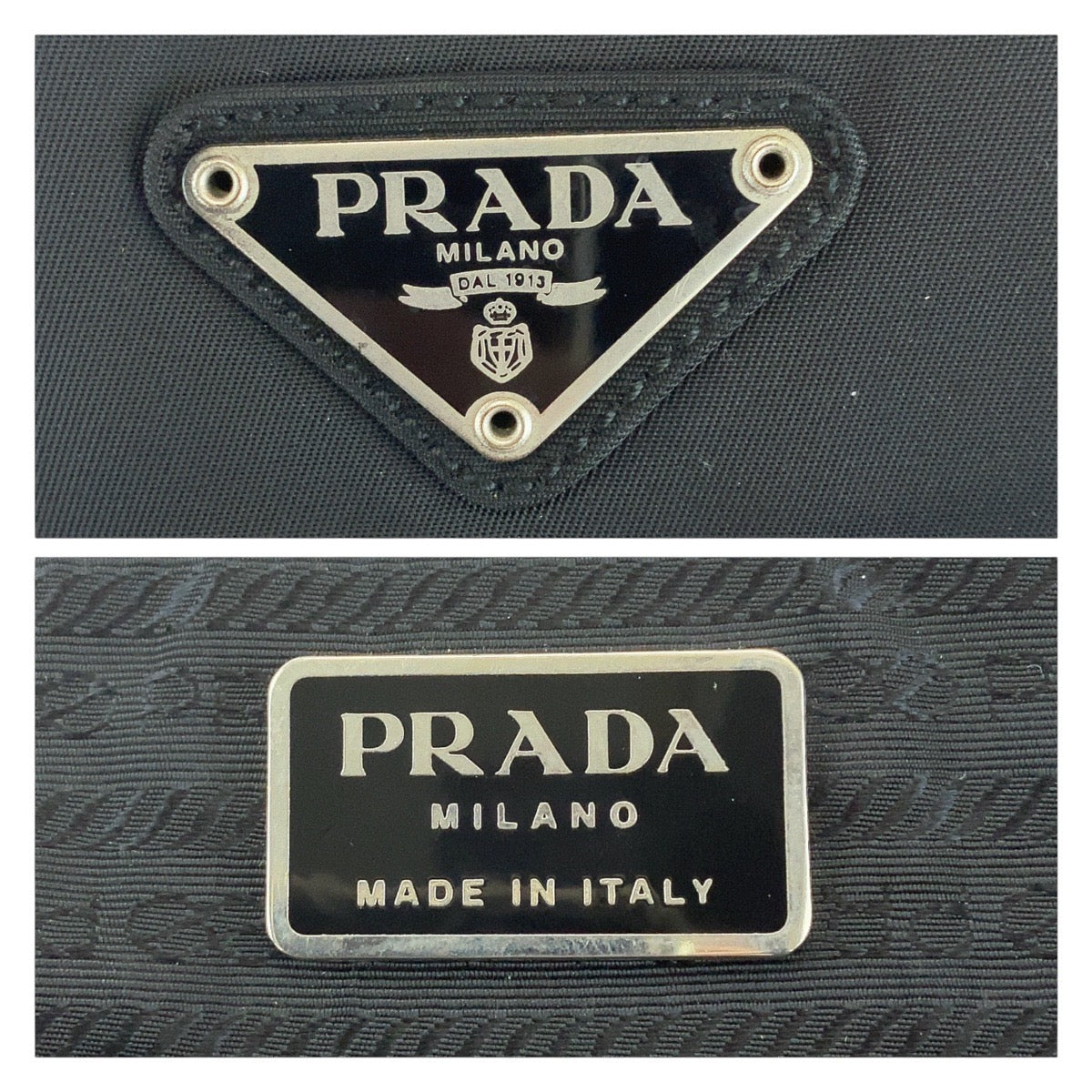 18805
PRADA プラダ テスート 三角ロゴプレート ブラック 黒 シルバー金具 ナイロン トートバッグ ハンドバッグ  レディース ABP39