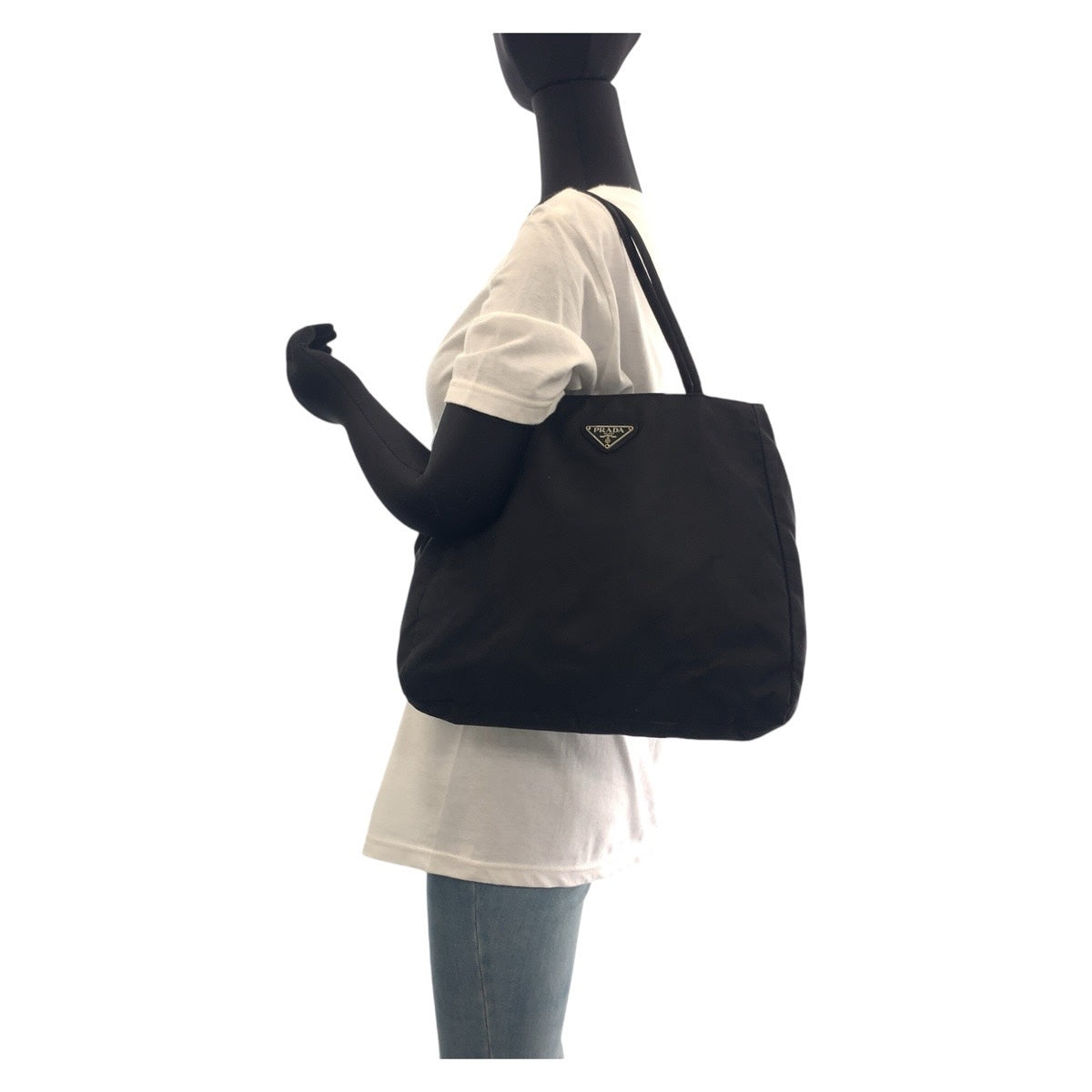 18809
PRADA プラダ テスート 三角ロゴプレート ブラック 黒 シルバー金具 ナイロン 54 トートバッグ ショルダーバッグ レディース ABP39