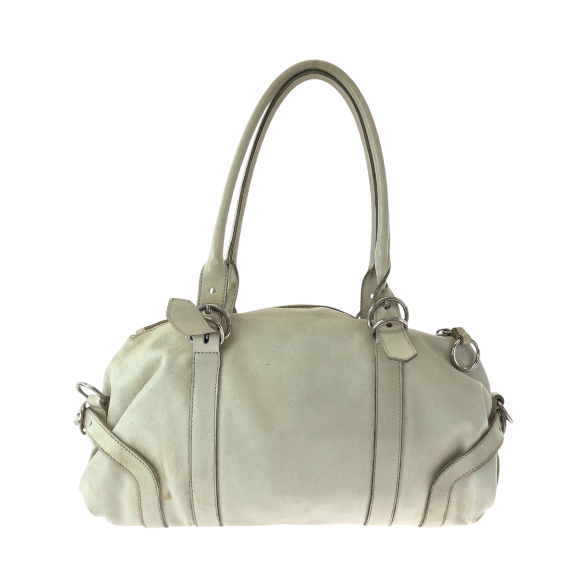 18814
PRADA プラダ ホワイト シルバー金具 レザー ハンドバッグ ショルダーバッグ  レディース AB35