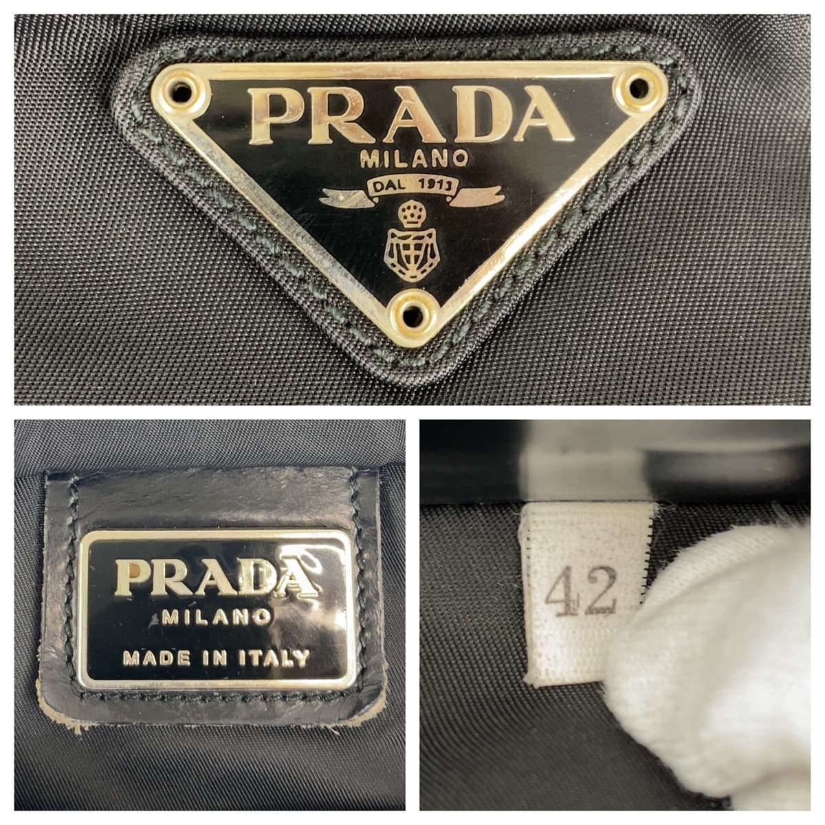 18815
PRADA プラダ テスート 三角ロゴプレート 男女兼用 ブラック 黒 シルバー金具 ナイロン ショルダーバッグ サコッシュ  レディース ABP40