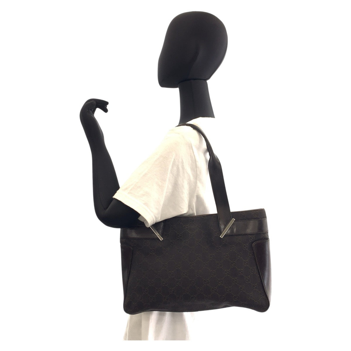 18818
GUCCI グッチ ブラウン GGキャンバス / レザー 73983 トートバッグ ショルダーバッグ  レディース ABP38