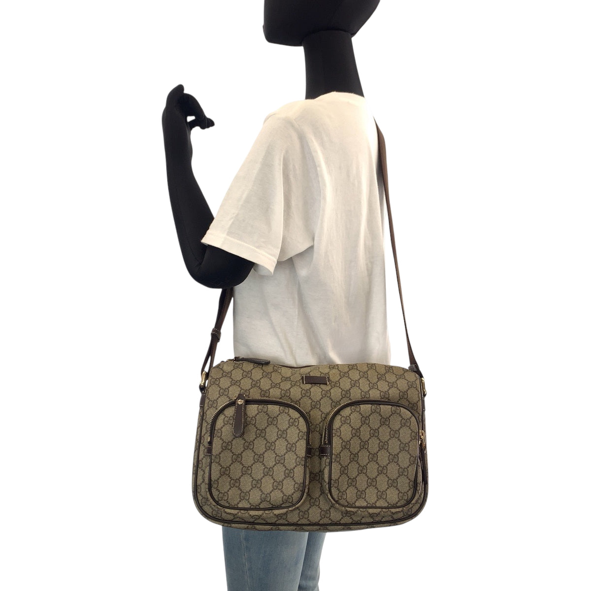 GUCCI グッチ ブラウン ベージュ シルバー金具 GGスプリームキャンバス 246861 ショルダーバッグ メッセンジャーバッグ  レディース