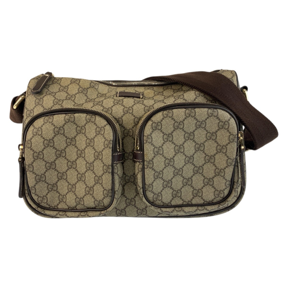 GUCCI グッチ ブラウン ベージュ シルバー金具 GGスプリームキャンバス 246861 ショルダーバッグ メッセンジャーバッグ  レディース