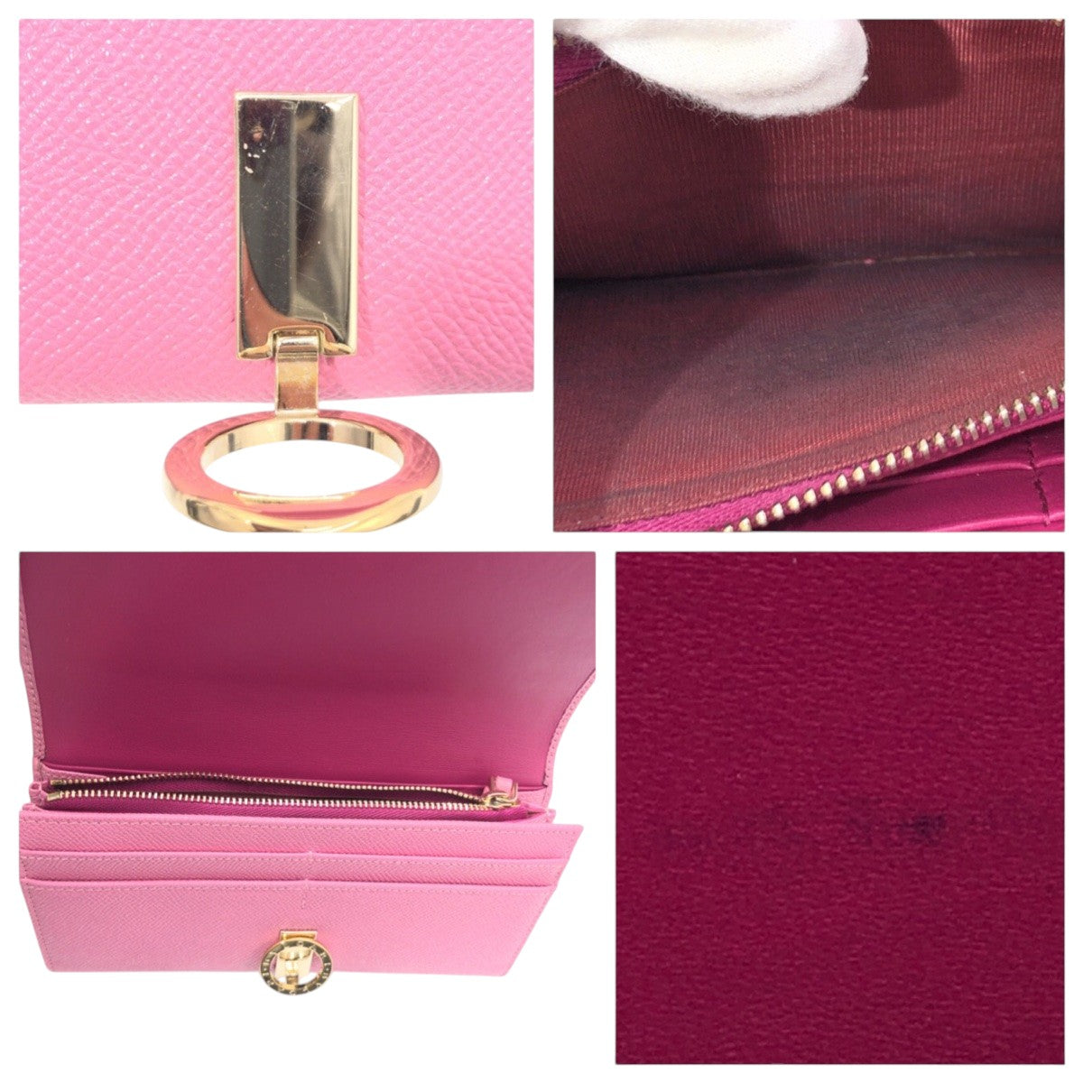 18820
BVLGARI ブルガリ ビーゼロ ピンク ゴールド金具 レザー 長財布 ロングウォレット レディース ABP38