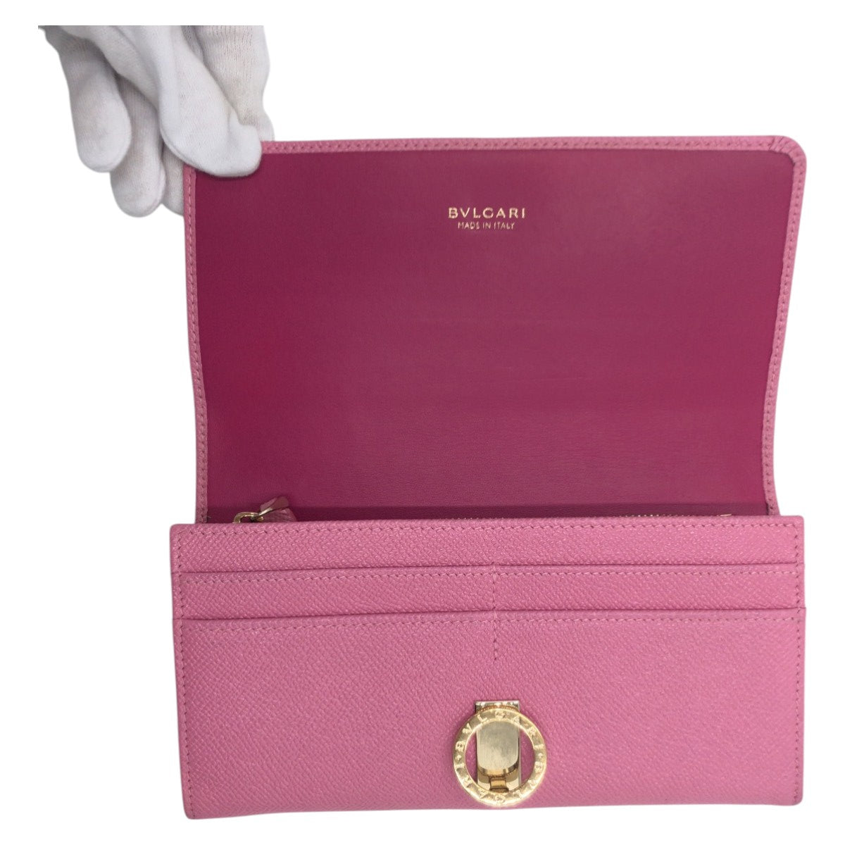 18820
BVLGARI ブルガリ ビーゼロ ピンク ゴールド金具 レザー 長財布 ロングウォレット レディース ABP38