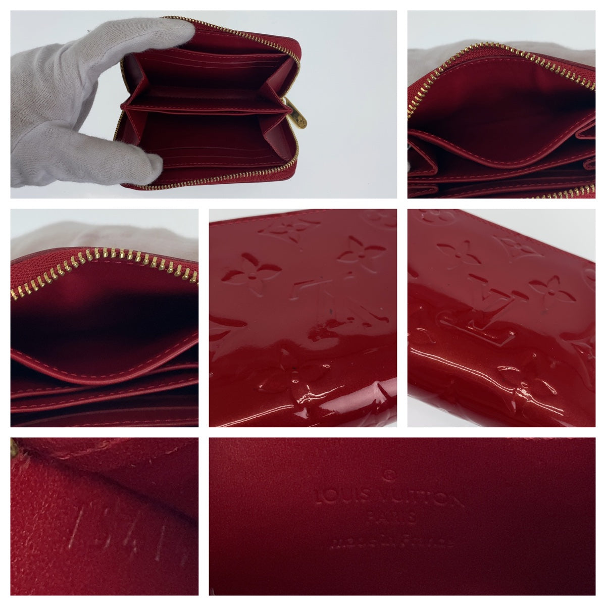18821
LOUIS VUITTON ルイヴィトン モノグラム ヴェルニ ジッピーコインパース レッド ゴールド金具 エナメル M93608 コインケース コンパクトウォレット  レディース AB32