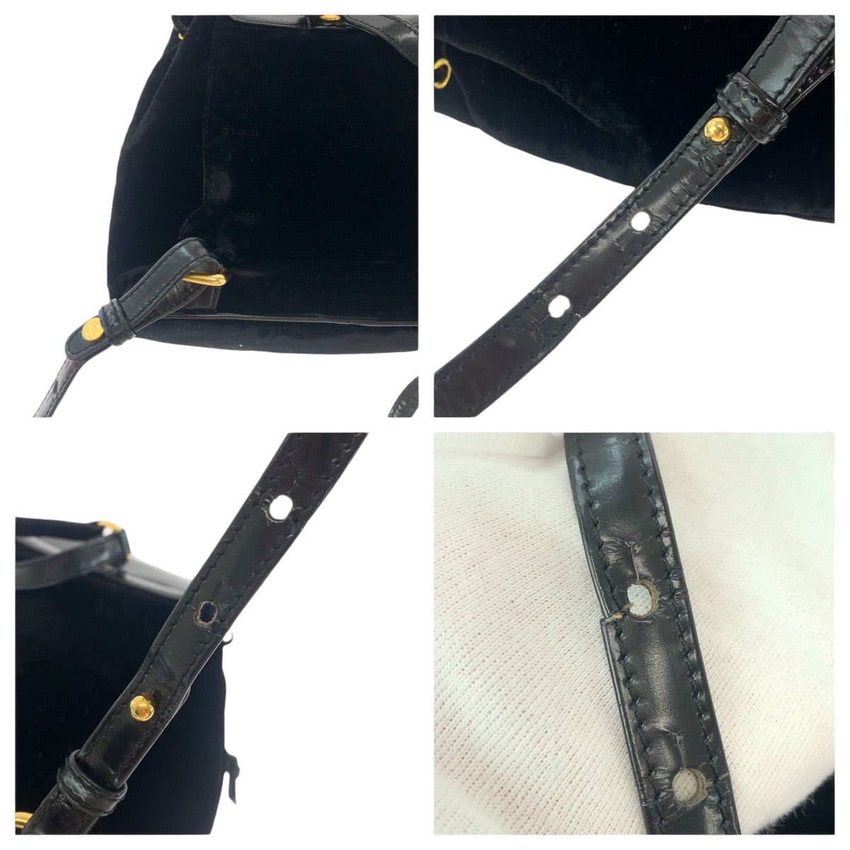 18822
LOEWE ロエベ ヴィンテージ ベラスケス ロゴ ブラック 黒 ゴールド金具 パテントレザー / スウェード リュックサック バックパック  レディース AB35