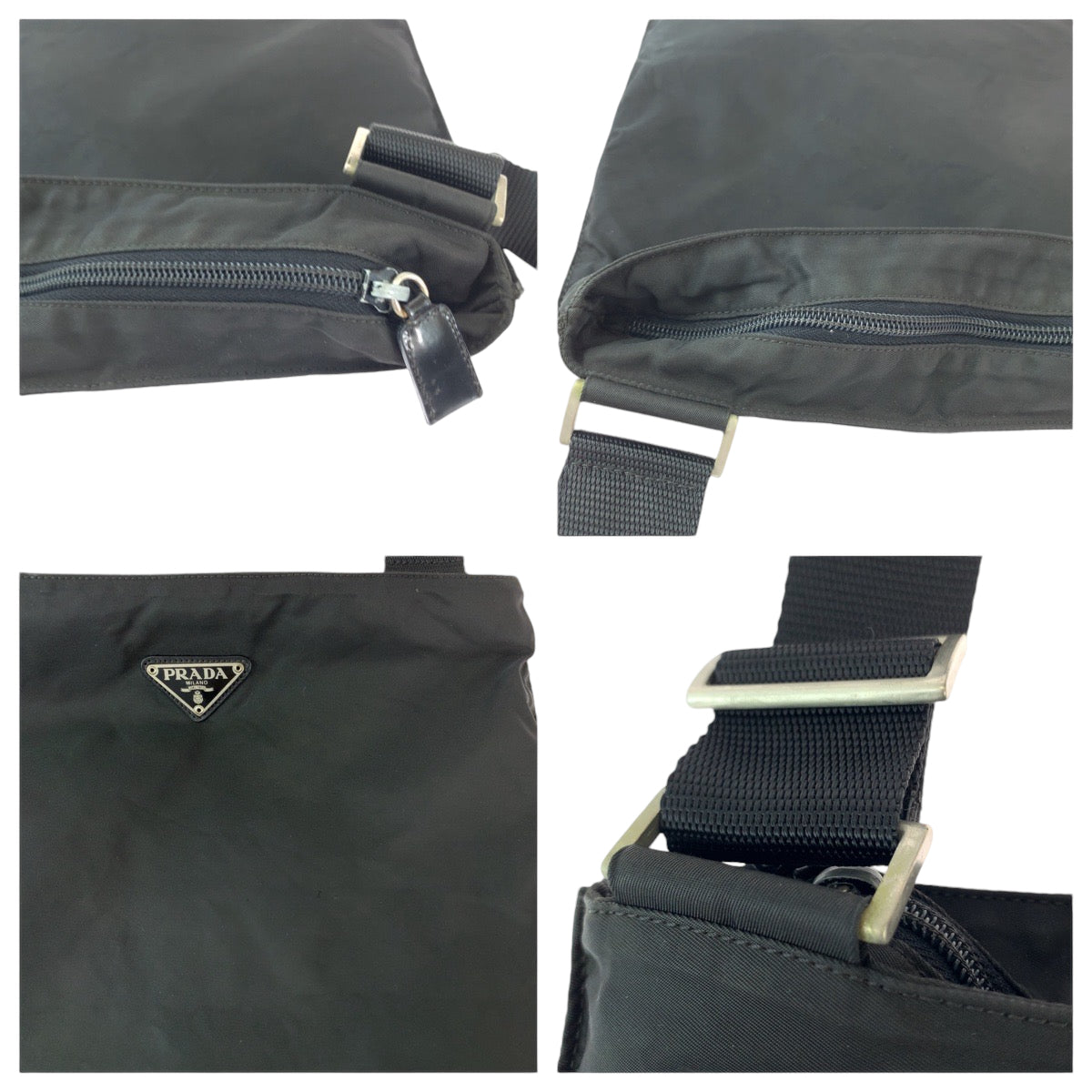 18823
PRADA プラダ テスート 三角ロゴプレート ブラック 黒 シルバー金具 ナイロン ショルダーバッグ メッセンジャーバッグ  レディース ABP41