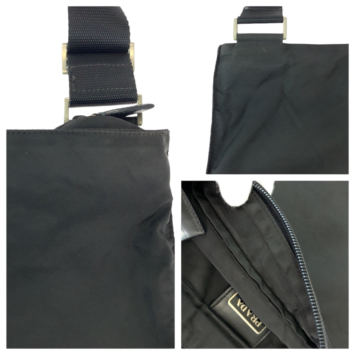 18823
PRADA プラダ テスート 三角ロゴプレート ブラック 黒 シルバー金具 ナイロン ショルダーバッグ メッセンジャーバッグ レディース ABP41