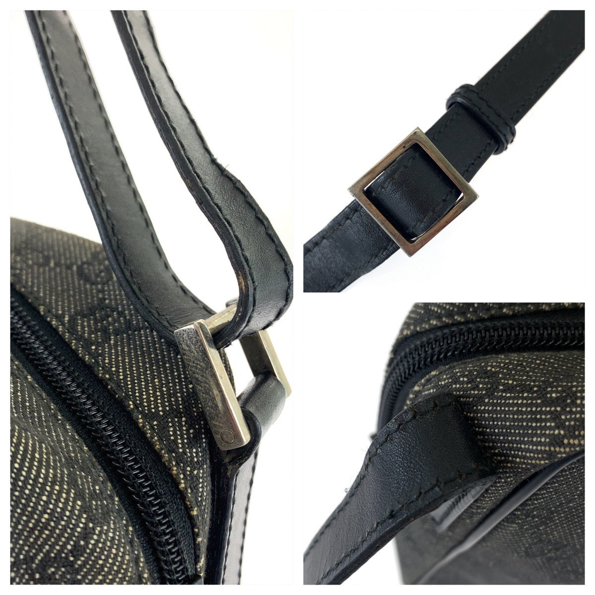 18825
GUCCI グッチ グレー ブラック シルバー金具 GGキャンバス 3136 ショルダーバッグ ポシェット  レディース AB35