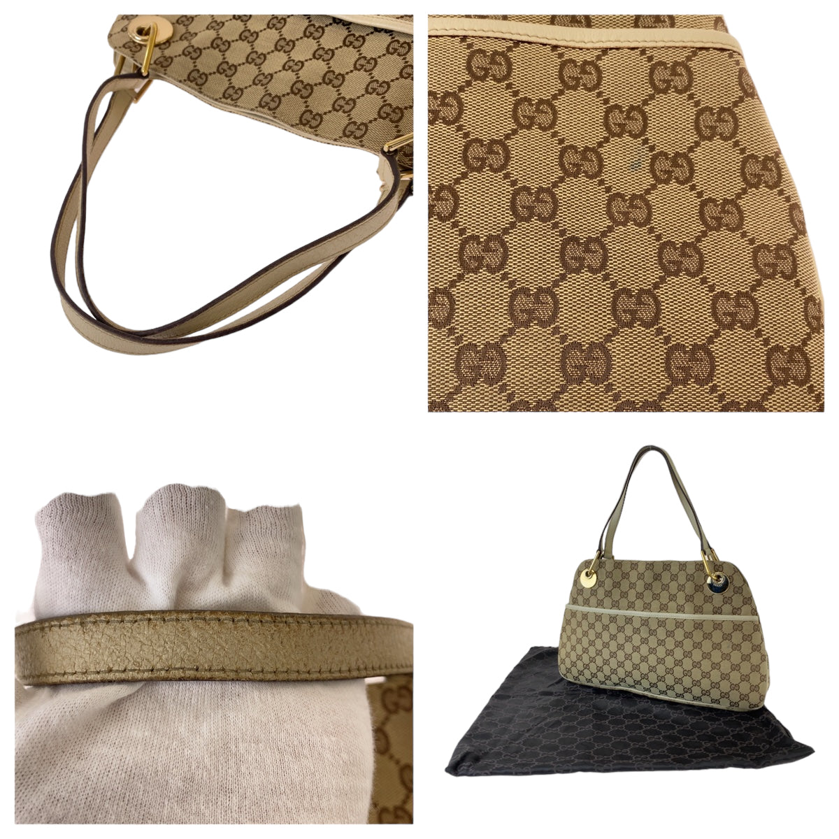 18826
GUCCI グッチ ベージュ ブラウン アイボリー ゴールド金具 GGキャンバス 121023 ショルダーバッグ トートバッグ レディース ABP40