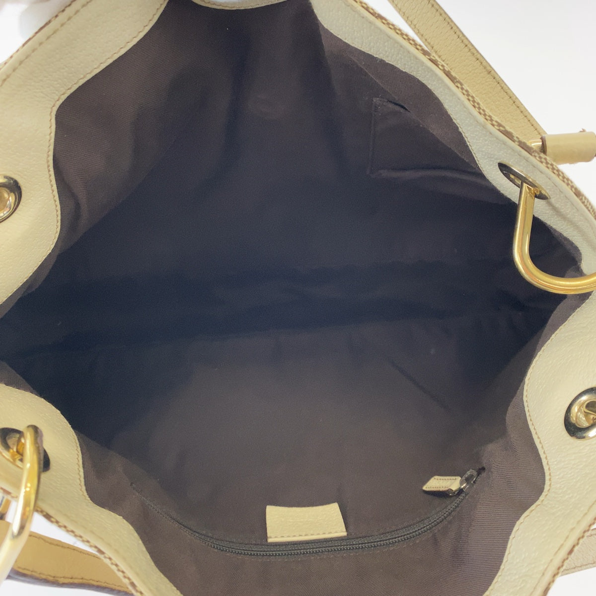 18826
GUCCI グッチ ベージュ ブラウン アイボリー ゴールド金具 GGキャンバス 121023 ショルダーバッグ トートバッグ レディース ABP40