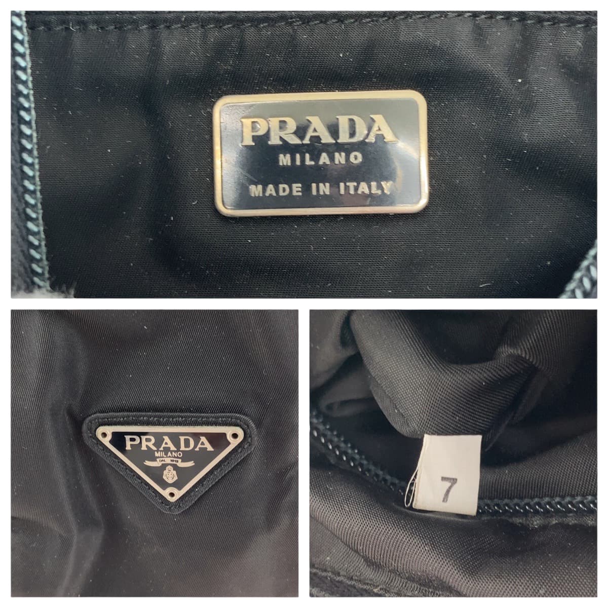 18830
PRADA プラダ テスート 三角ロゴプレート ブラック 黒 シルバー金具 ナイロン ワンショルダーバッグ プラハンドル  レディース AB39