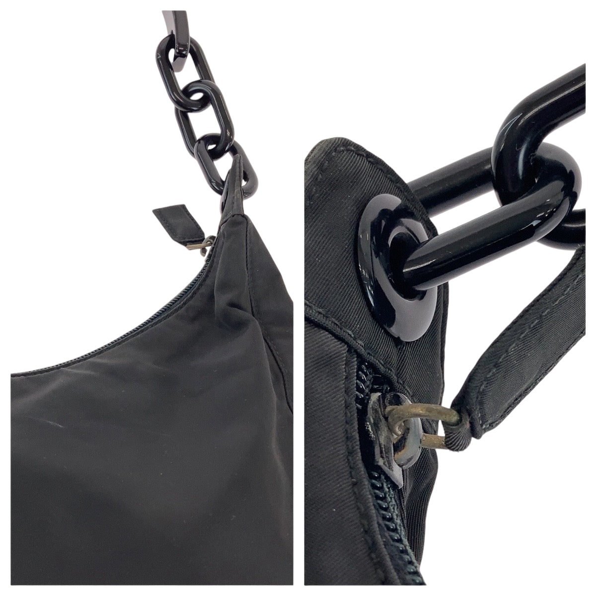 18830
PRADA プラダ テスート 三角ロゴプレート ブラック 黒 シルバー金具 ナイロン ワンショルダーバッグ プラハンドル  レディース AB39