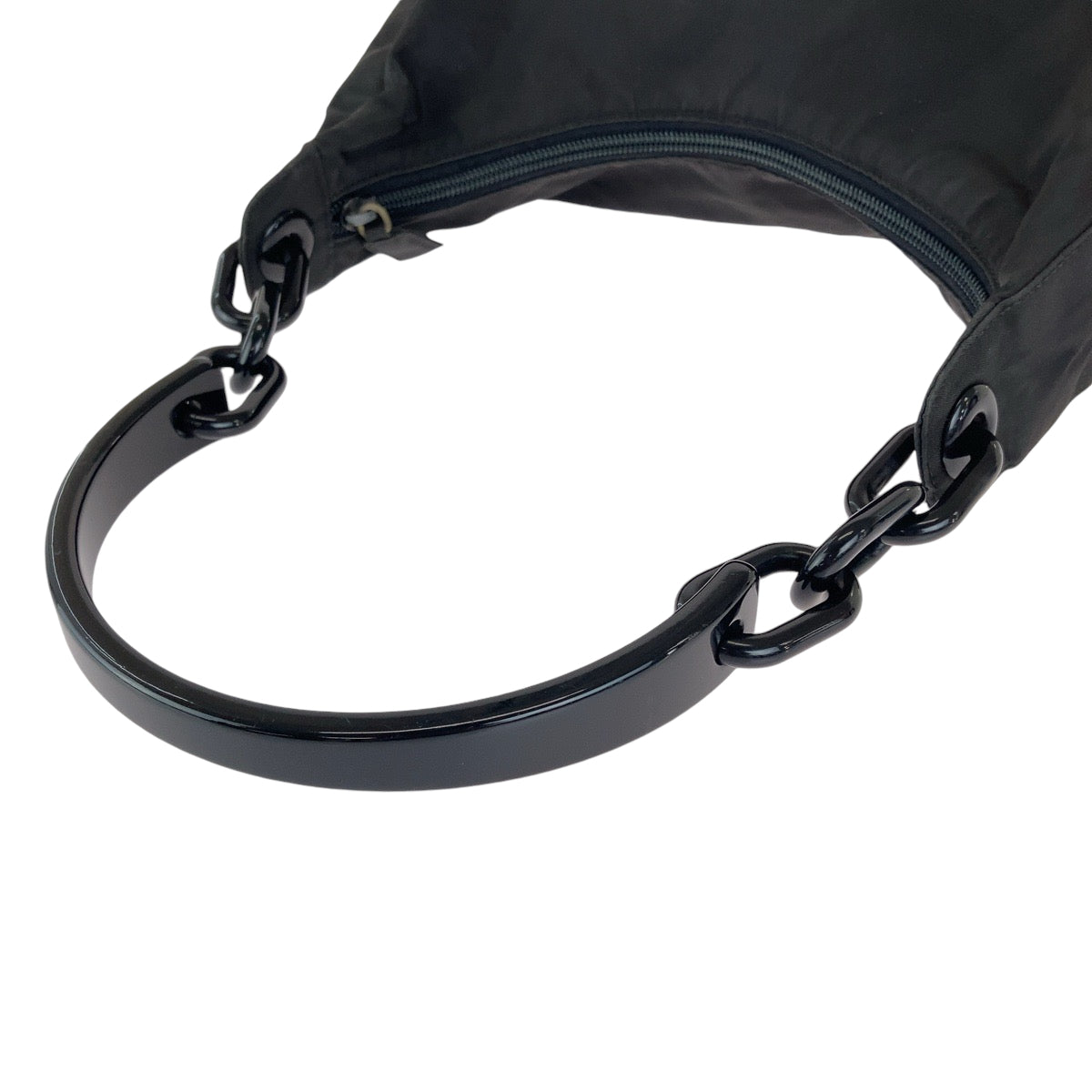 18830
PRADA プラダ テスート 三角ロゴプレート ブラック 黒 シルバー金具 ナイロン ワンショルダーバッグ プラハンドル  レディース AB39