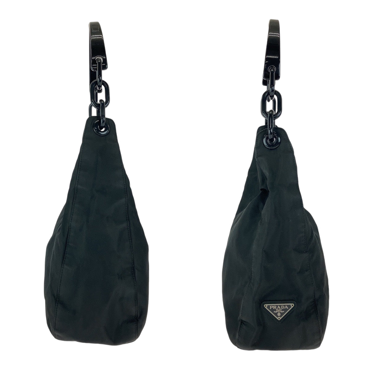 18830
PRADA プラダ テスート 三角ロゴプレート ブラック 黒 シルバー金具 ナイロン ワンショルダーバッグ プラハンドル  レディース AB39
