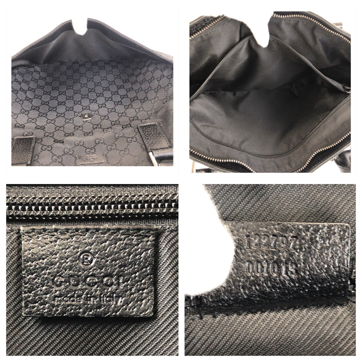 18835
GUCCI グッチ ブラック 黒 シルバー金具 GGキャンバス / レザー 122797 トートバッグ ショルダーバッグ  レディース AB39