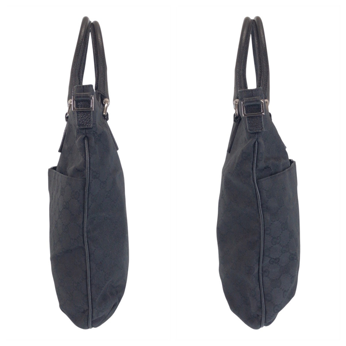 18835
GUCCI グッチ ブラック 黒 シルバー金具 GGキャンバス / レザー 122797 トートバッグ ショルダーバッグ  レディース AB39