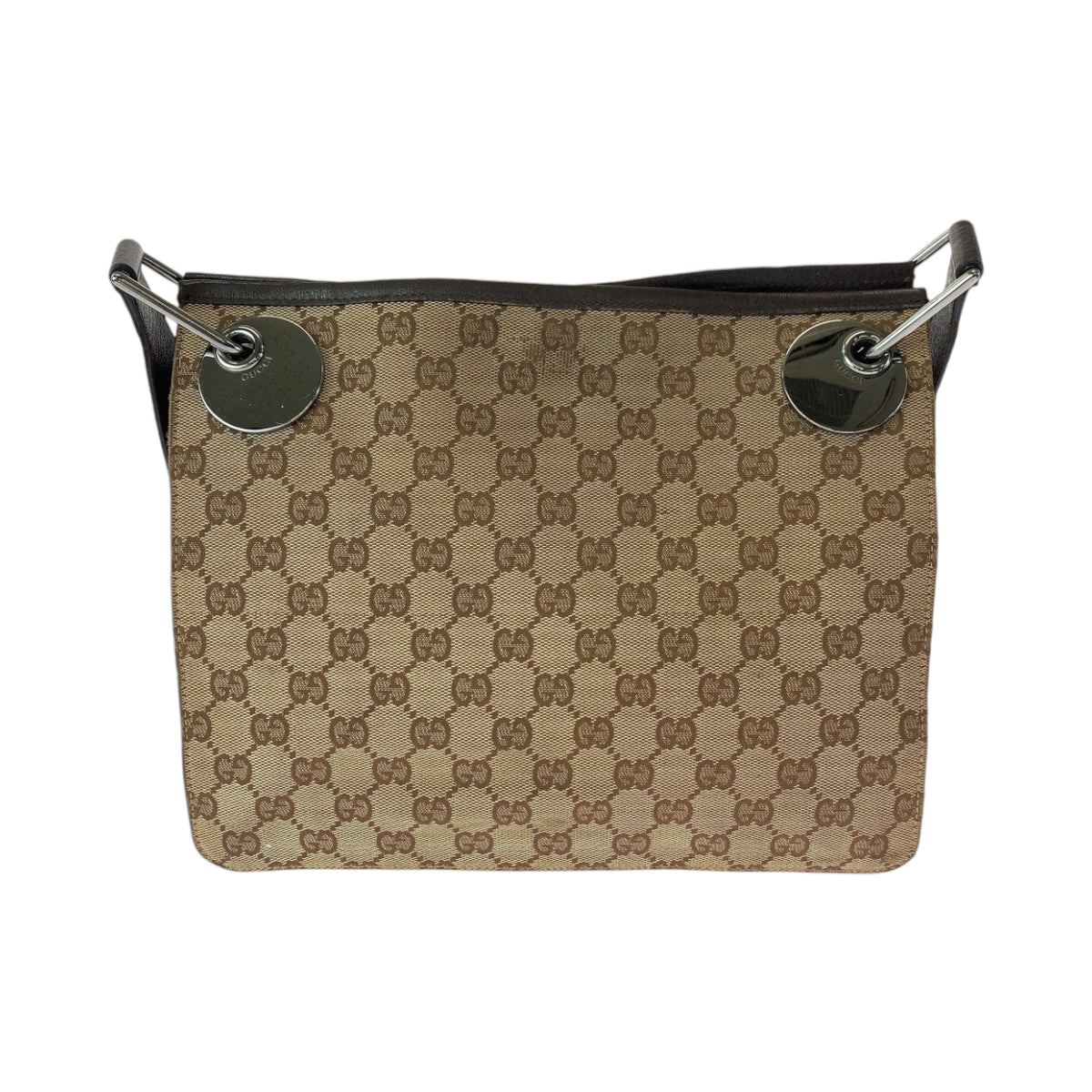 18838
GUCCI グッチ ブラウン シルバー金具 GGキャンバス 120841 ショルダーバッグ ポシェット レディース AB35