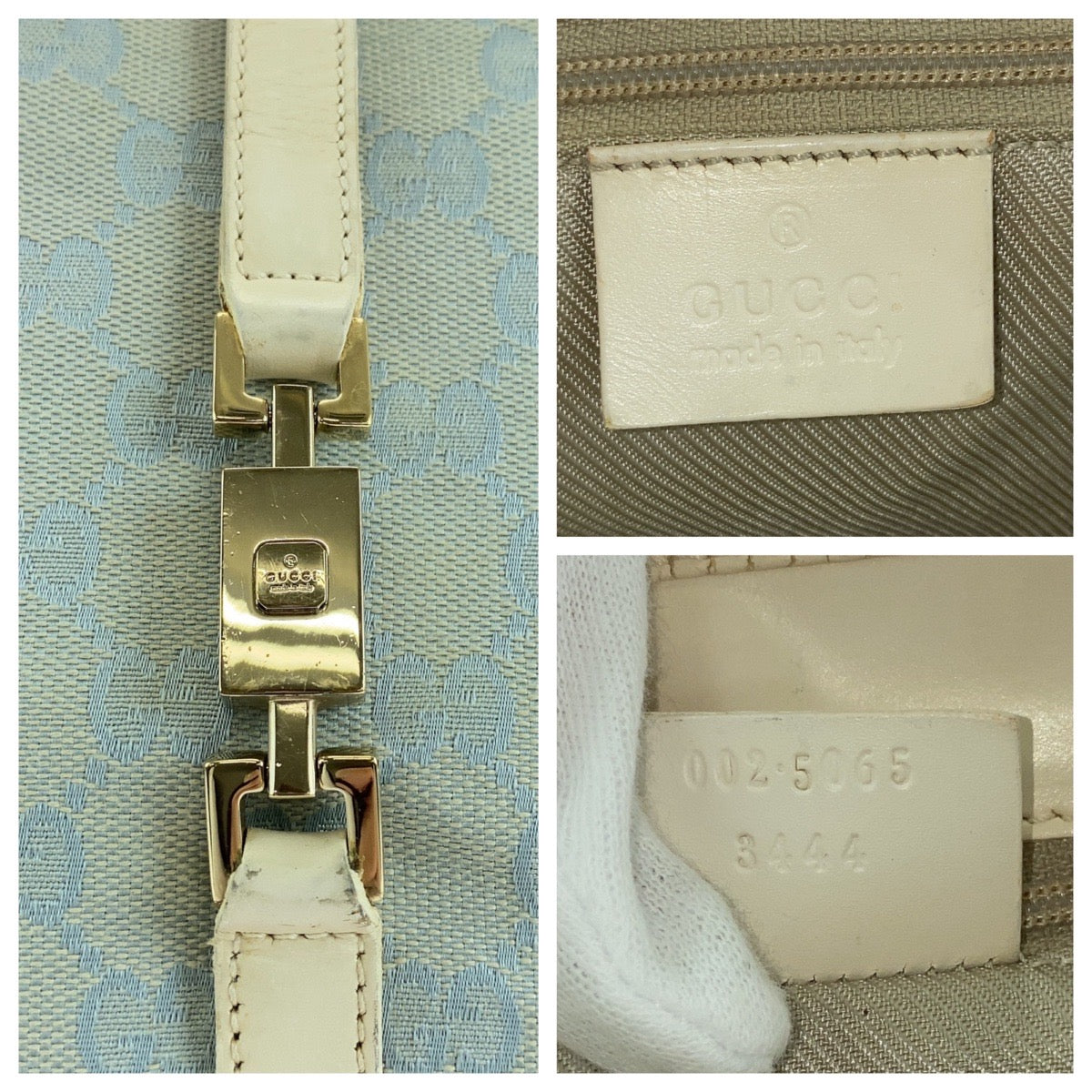 18839
GUCCI グッチ ジャッキー ライトブルー ゴールド金具 GGキャンバス 002 5065 トートバッグ ハンドバッグ レディース AB35
