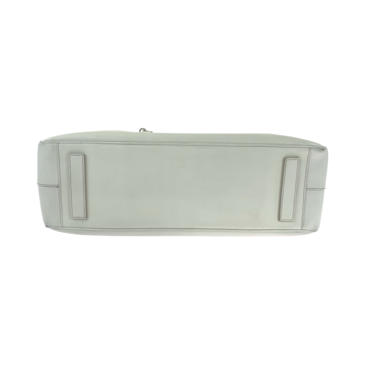 18845
PRADA プラダ サフィアーノ ロゴ ホワイト シルバー金具 レザー ビジネスバッグ ハンドバッグ  レディース ABP65