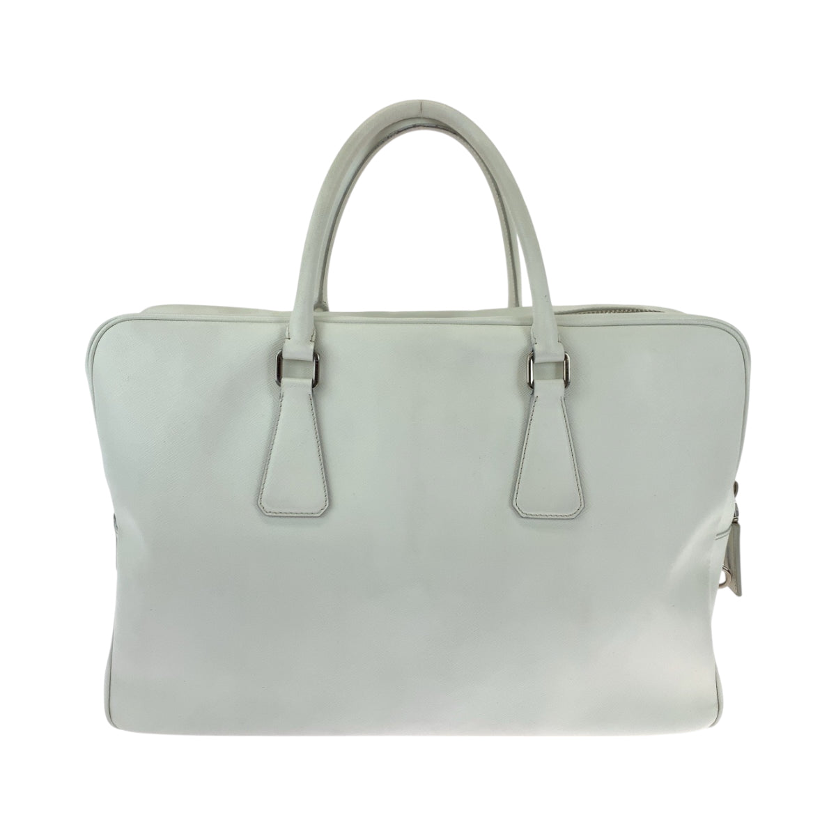 18845
PRADA プラダ サフィアーノ ロゴ ホワイト シルバー金具 レザー ビジネスバッグ ハンドバッグ  レディース ABP65