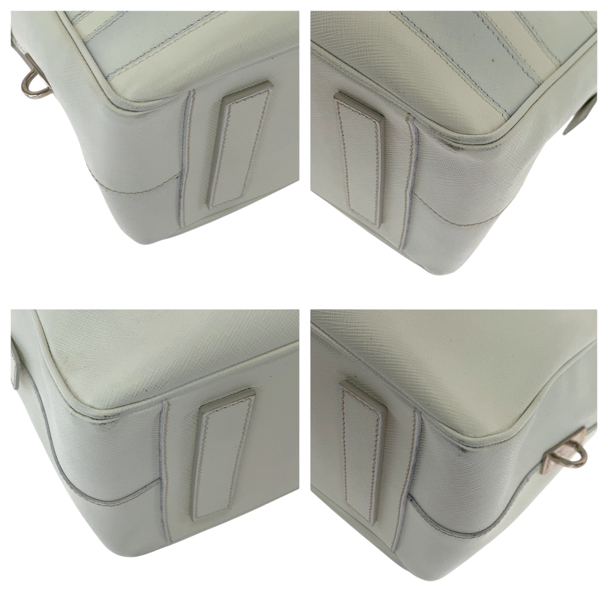 18845
PRADA プラダ サフィアーノ ロゴ ホワイト シルバー金具 レザー ビジネスバッグ ハンドバッグ  レディース ABP65