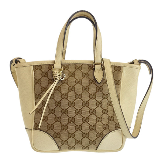 18846
GUCCI グッチ ベージュ アイボリー ゴールド金具 GGキャンバス / レザー 449241 ショルダーバッグ ハンドバッグ 2way レディース ABP55