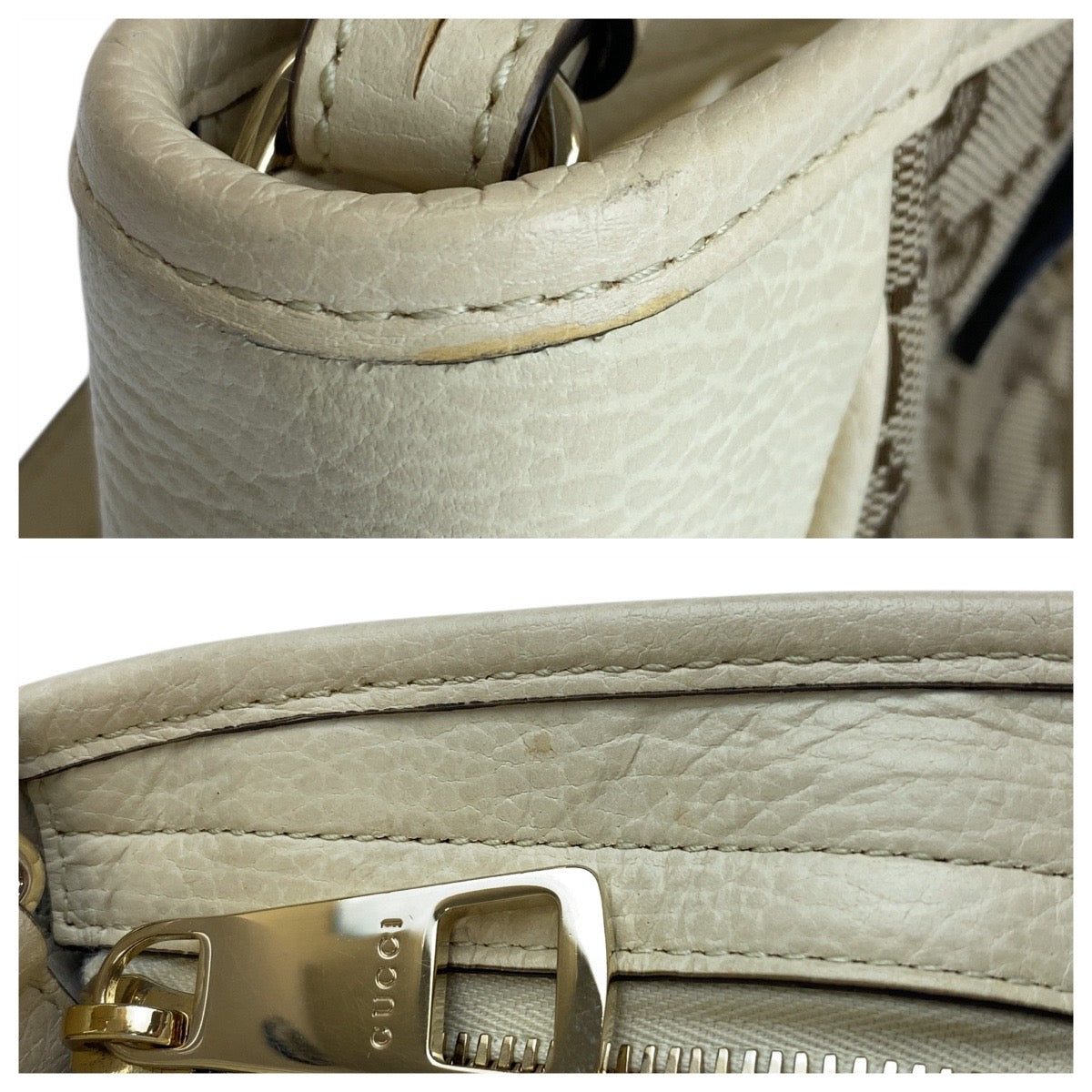 18846
GUCCI グッチ ベージュ アイボリー ゴールド金具 GGキャンバス / レザー 449241 ショルダーバッグ ハンドバッグ 2way レディース ABP55