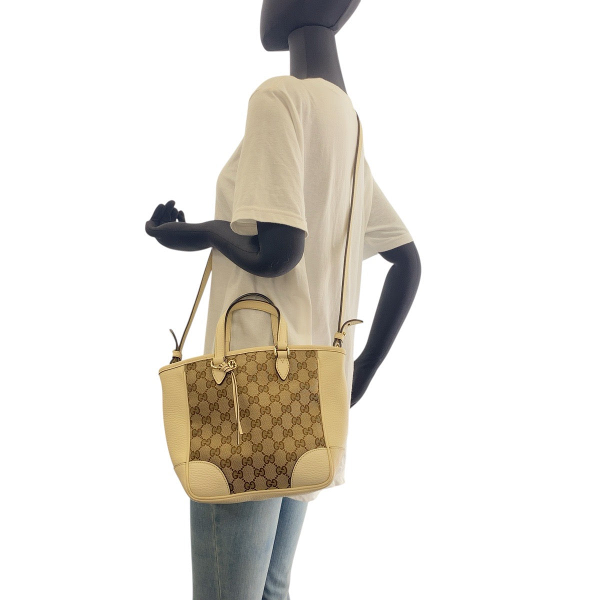 18846
GUCCI グッチ ベージュ アイボリー ゴールド金具 GGキャンバス / レザー 449241 ショルダーバッグ ハンドバッグ 2way レディース ABP55