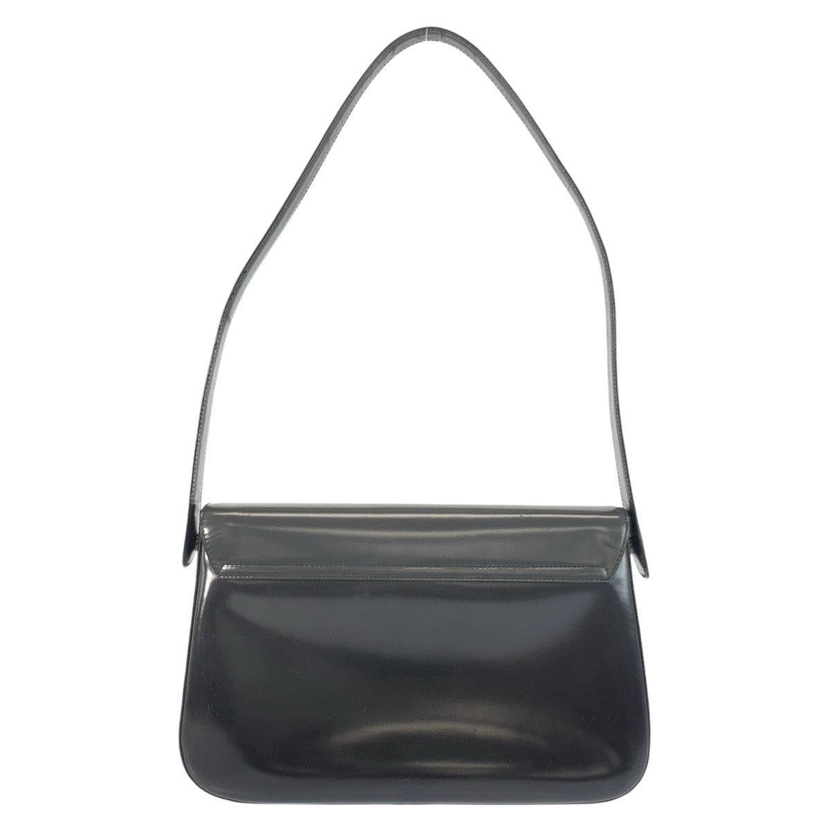 18854
PRADA プラダ ブラック 黒 シルバー金具 エナメル ショルダーバッグ ハンドバッグ  レディース ABP42