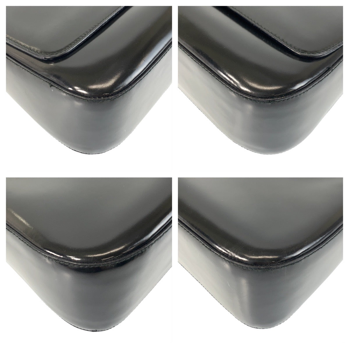 18854
PRADA プラダ ブラック 黒 シルバー金具 エナメル ショルダーバッグ ハンドバッグ  レディース ABP42