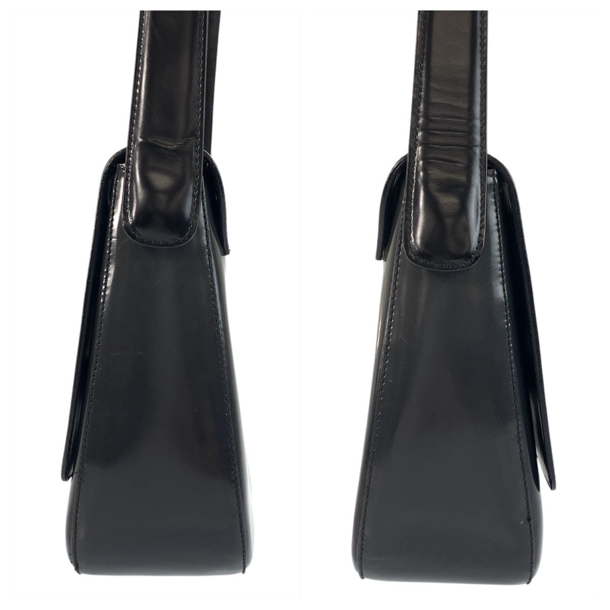 18854
PRADA プラダ ブラック 黒 シルバー金具 エナメル ショルダーバッグ ハンドバッグ  レディース ABP42