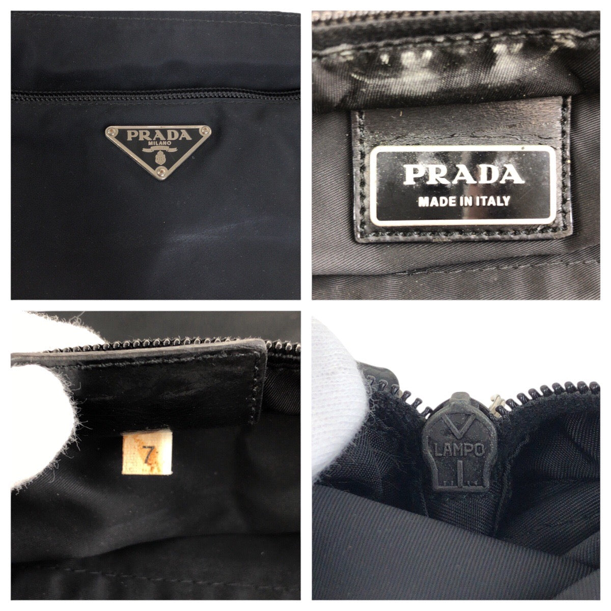 18855
PRADA プラダ テスート 三角ロゴプレート ブラック 黒 シルバー金具 ナイロン 斜め掛け ショルダーバッグ 男女兼用  レディース AB15