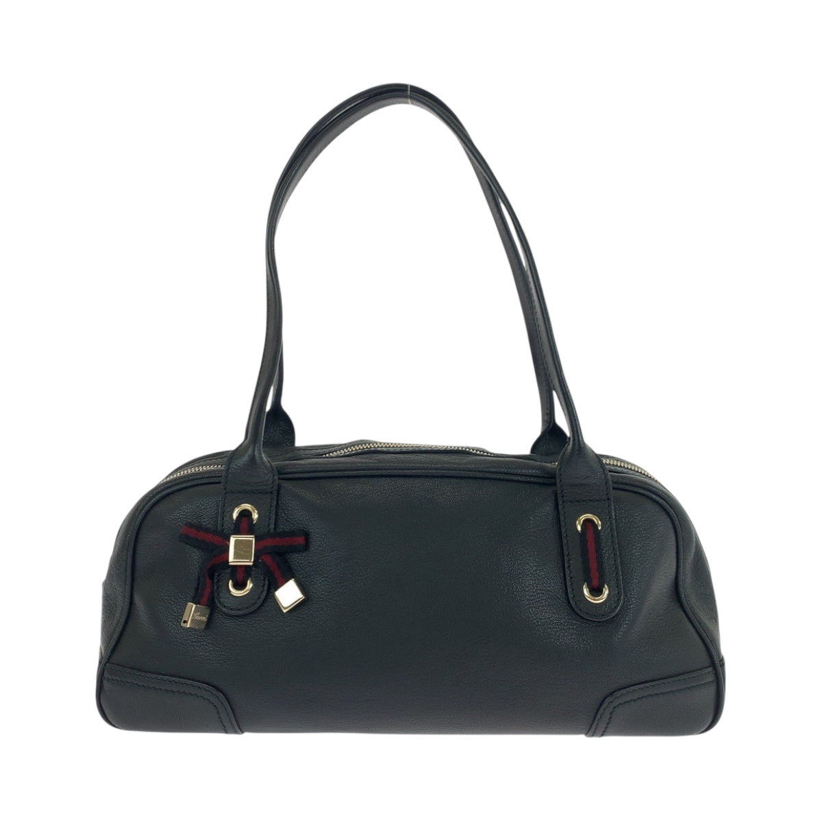 18847
GUCCI Sherry Line Princy Black Gold Hardware Leather 16120 Handbag Shoulder Bag Ladies A58