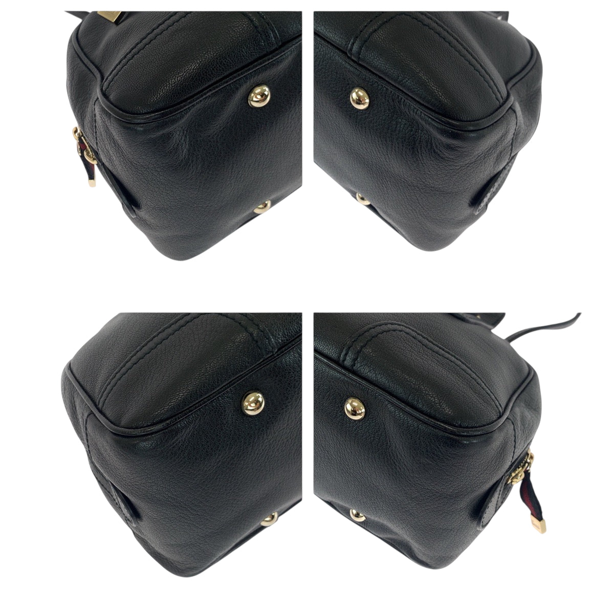 18847
GUCCI Sherry Line Princy Black Gold Hardware Leather 16120 Handbag Shoulder Bag Ladies A58